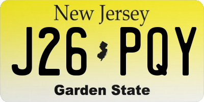 NJ license plate J26PQY