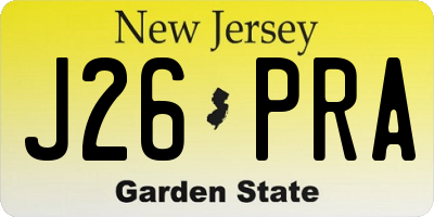 NJ license plate J26PRA