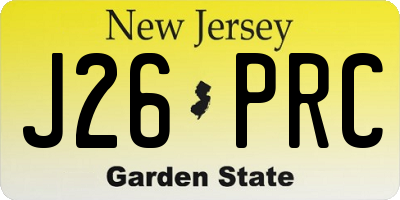 NJ license plate J26PRC