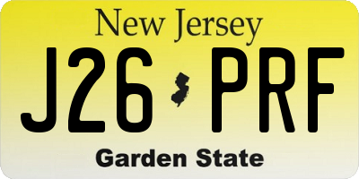NJ license plate J26PRF