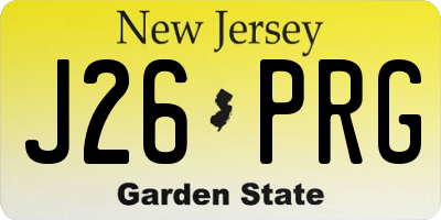 NJ license plate J26PRG