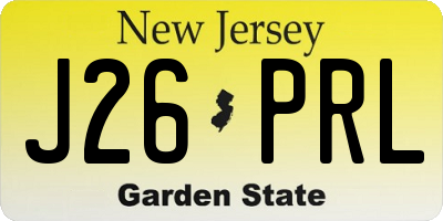 NJ license plate J26PRL