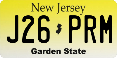 NJ license plate J26PRM