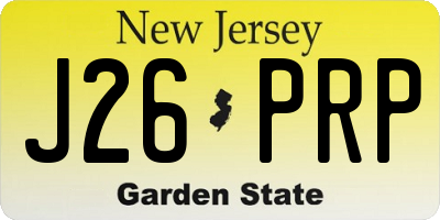 NJ license plate J26PRP