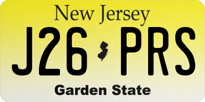 NJ license plate J26PRS