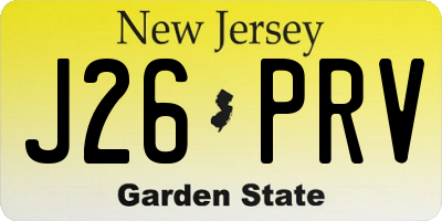 NJ license plate J26PRV