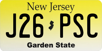 NJ license plate J26PSC