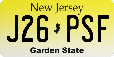 NJ license plate J26PSF