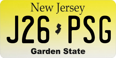 NJ license plate J26PSG