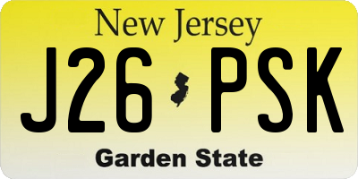 NJ license plate J26PSK