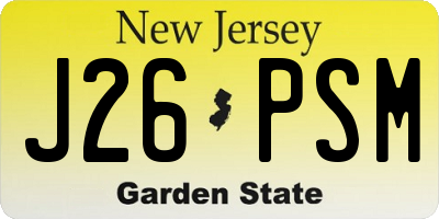 NJ license plate J26PSM
