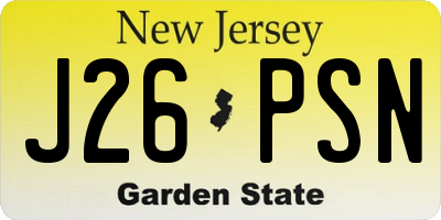 NJ license plate J26PSN