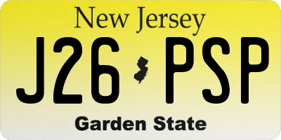 NJ license plate J26PSP