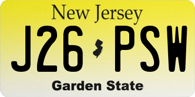 NJ license plate J26PSW