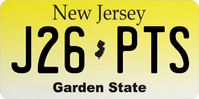 NJ license plate J26PTS