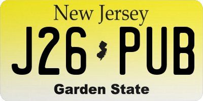 NJ license plate J26PUB