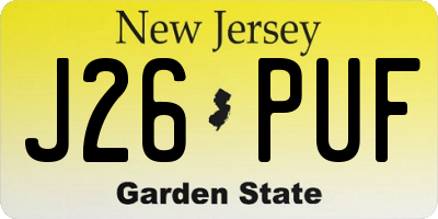 NJ license plate J26PUF