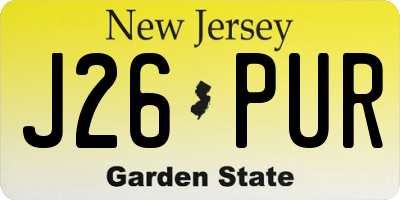 NJ license plate J26PUR