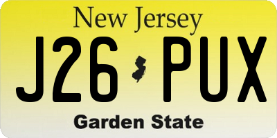 NJ license plate J26PUX