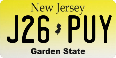 NJ license plate J26PUY