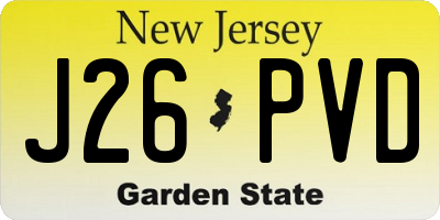 NJ license plate J26PVD