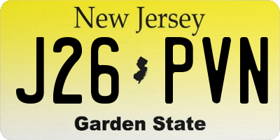 NJ license plate J26PVN