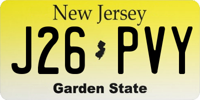NJ license plate J26PVY