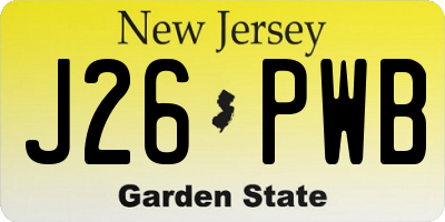 NJ license plate J26PWB
