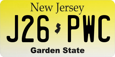 NJ license plate J26PWC