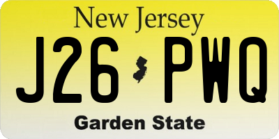 NJ license plate J26PWQ
