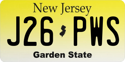 NJ license plate J26PWS