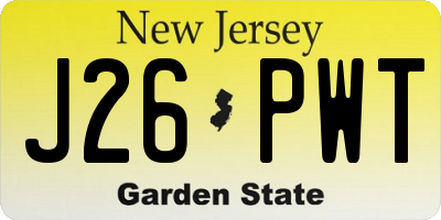 NJ license plate J26PWT