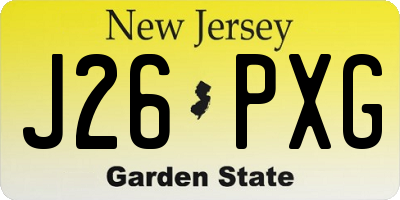NJ license plate J26PXG