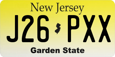 NJ license plate J26PXX