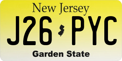 NJ license plate J26PYC