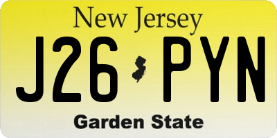 NJ license plate J26PYN