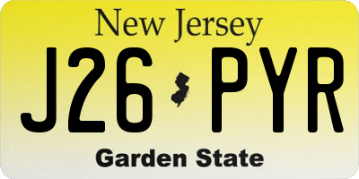 NJ license plate J26PYR