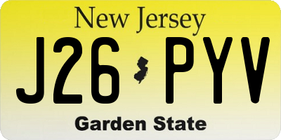 NJ license plate J26PYV