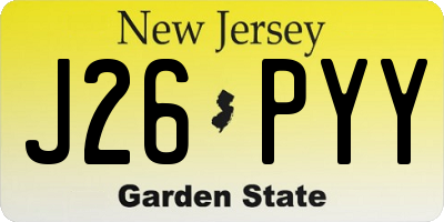 NJ license plate J26PYY