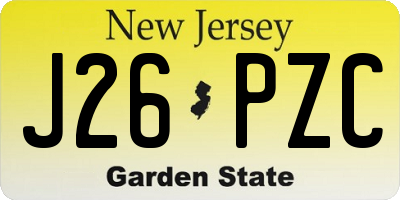 NJ license plate J26PZC