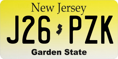 NJ license plate J26PZK
