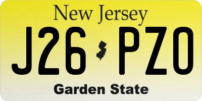 NJ license plate J26PZO