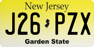 NJ license plate J26PZX