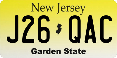 NJ license plate J26QAC