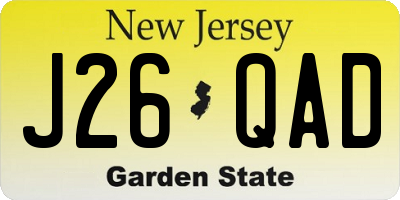 NJ license plate J26QAD