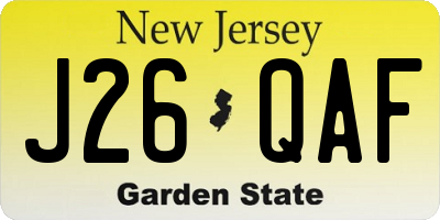NJ license plate J26QAF