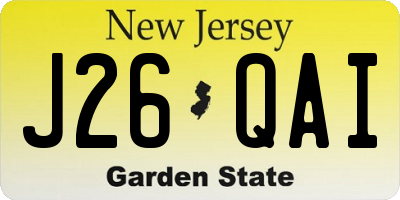 NJ license plate J26QAI
