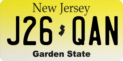 NJ license plate J26QAN
