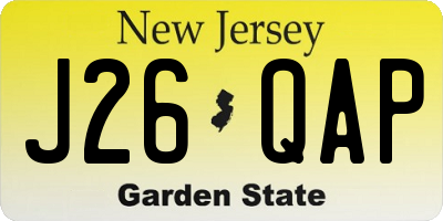 NJ license plate J26QAP