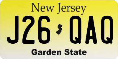NJ license plate J26QAQ